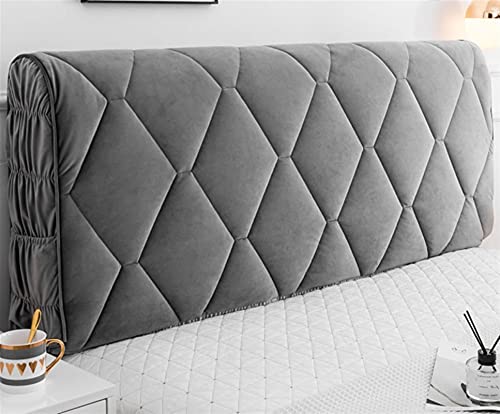 GZGLZDQ Bett Kopfteil Slipcover Protector Stretch Staubdichtes Bett Kopf Abdeckung All-Inclusive Design Dicke Elastische Baumwolle Für Schlafzimmer Dekoration (Farbe : Grau, Größe : 200x60cm) von GZGLZDQ