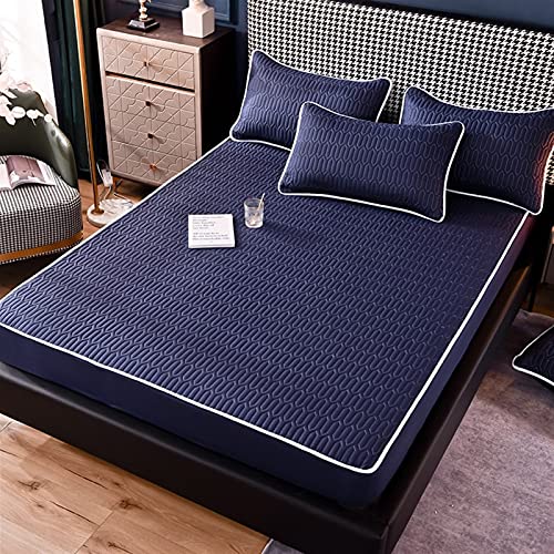GZGLZDQ König Größe Gesteppt Ausgestattet Matratze Pad Protector Thicken Atmungsaktiv Wasserdicht Matratze Protector Faser Füllung Matratze Abdeckung Bettdecke (Farbe : Blau, Größe : 180x200cm) von GZGLZDQ