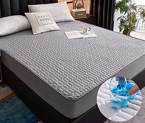 GZGLZDQ König Größe Gesteppt Ausgestattet Matratze Pad Protector Wasserdicht Bequem Solide Farbe Matratze Protector Kristall Samt Matratze Abdeckung Bettdecke (Farbe : Grey, Größe : 90x200cm) von GZGLZDQ
