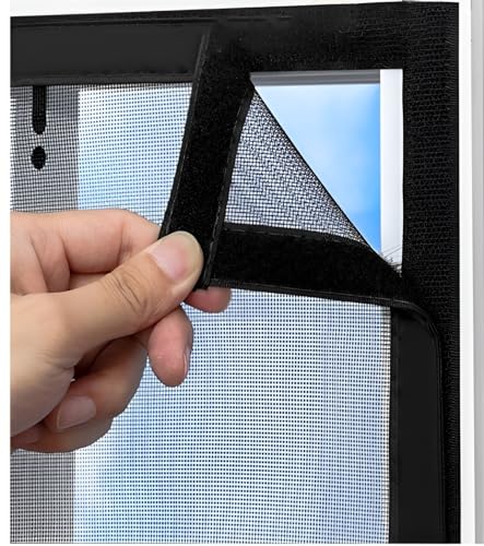 Katzennetz Fenster für Balkon Ohne Bohren Edelstahl, Katzensichere Fliegengitter mit Klettband Selbstklebend, Katzensichere Fliegengitter Fliegennetz Fenster Transparent Langlebig Robust(80x150cm) von GZGLZDQ