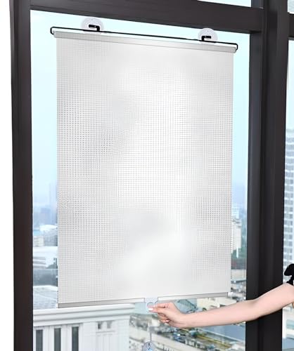 PVC Sonnenschutz Rollos mit Saugnäpfen, Verdunklungsrollo mit Saugnäpfen, Plissee Fenster Suction Cup Roller Window Shades für Dachfenster/Auto, Sonnenschutz, Hitzeschutz, Einstellbar (Color : Alumin von GZGLZDQ