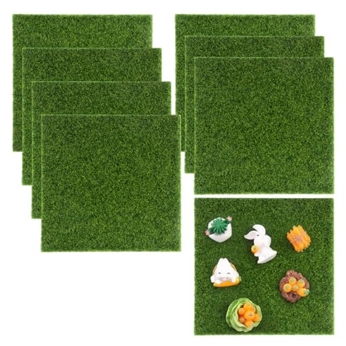 GZGXKJ 8 Stück Kunstrasen 15x15cm Kunstrasen Teppich Miniatur Kunstrasen zum Basteln Künstliches Moos Dekorieren Für DIY Miniaturgärten Mikrolandschaft Puppenhaus Dekorationen von GZGXKJ
