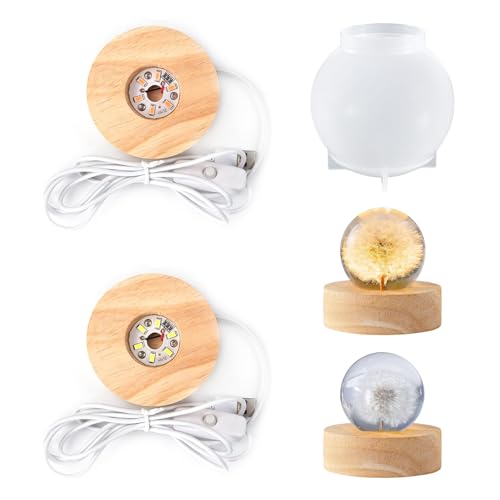 GZGXKJ Silikonform Kugel mit Zwei Lampenhaltern Epoxidharz Formen DIY Silikonkugelform Pusteblume im Glas für Verwendet um Verschiedene Arten von LED-Balllichtern zu Erstellen von GZGXKJ