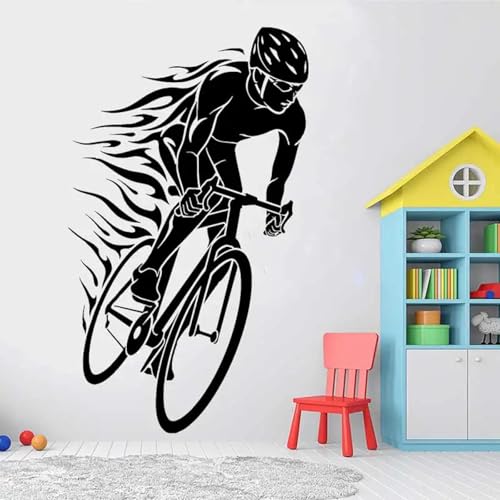 GZGZG Schwarzer PVC-Wandaufkleber für Rennräder Sportler Fahrrad Schaufenster Rennzimmer Autoaufkleber von GZGZG