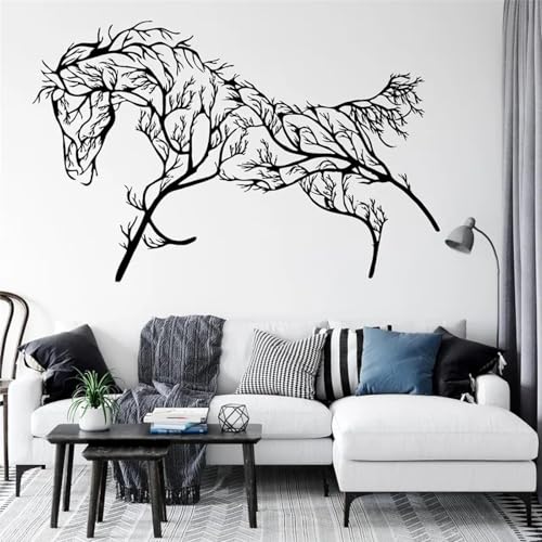GZGZG Schwarzer PVC-Wandaufkleber mit kreativer Linie und Pferd für Zuhause Wohnzimmer Schlafzimmer Tür- und Fensterdekoration Wandkunst Aufkleber von GZGZG