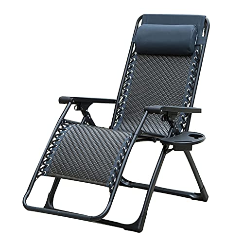 GZHENOZ Klappbare Liegestühle, Verstellbarer Liegestuhl für den Außenbereich, Rasen, Terrasse, mit Getränkehaltern für Pool, Garten und Camping (grau) von GZHENOZ