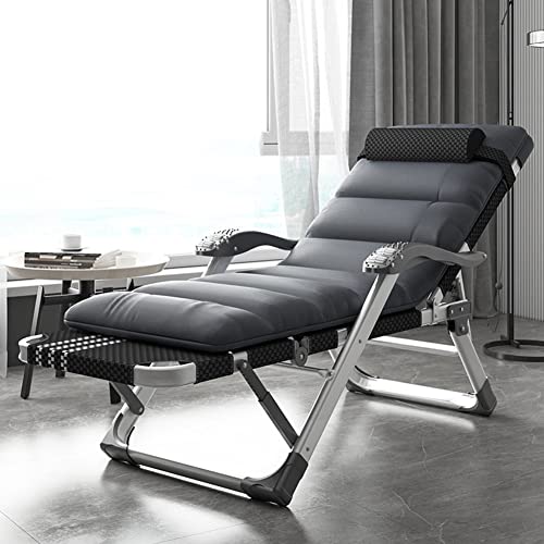 GZHENOZ Terrassenstuhl Outdoor Zero Gravity Chair Patio Lounge Campingstuhl Liegestuhl Verstellbares Klappbett mit Kissen und Massagearmlehne für Poolseite Strandhof Stahlrahmen (Farbe: A + Kissen C von GZHENOZ