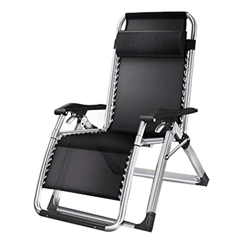 GZHENOZ Zero Gravity Patio Recliner Outdoor Klappbarer Loungesessel Zerlegbare Kopfstütze Outdoor Lounge Terrassenstühle Für Patio Pool Deck Camping (Farbe: A Schwarz) von GZHENOZ