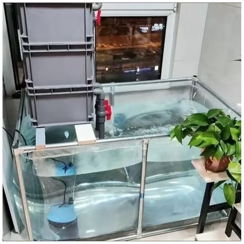 Aquarium-Poolteich, oberirdischer Koiteich mit Fenster, temporäres Fischbecken mit Ablassventil, Fischbecken für draußen mit transparenter Sichtscheibe, einfache Montage(Clear-0.9m,0.5x0.5m) von GZHERVICES