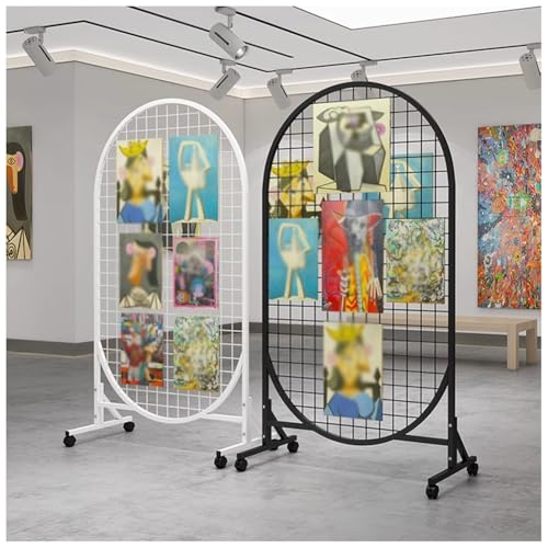 Beweglicher Gitterwand-Displayständer, tragbares Hochleistungs-Gitterwand-Displayregal, Bodenständer für Einzelhandelsgeschäfte, Kunsthandwerksmessen und Pop-Up-Events(Schwarz,180x100cm) von GZHERVICES