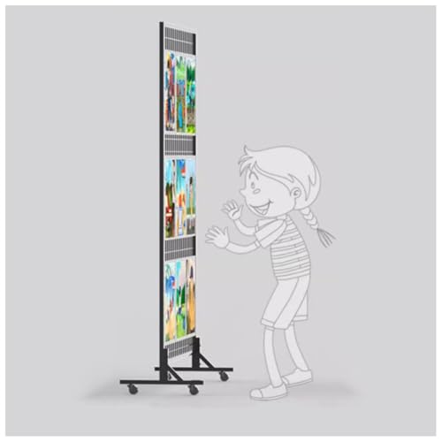 Faltbarer Gitterwand-Paneel-Präsentationsständer aus Metall, robustes Bodenständergestell mit T-förmigem Sockel und abnehmbarem, leisem Rad, leicht zu transportieren(Black-2pcs) von GZHERVICES