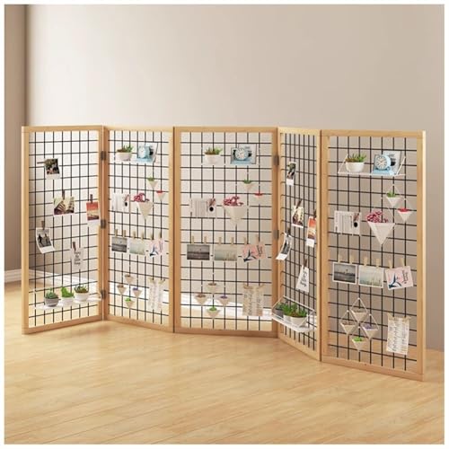 Faltbarer Gitterwandpaneelturm, bodenstehende Präsentationsständer, Gitterwandpaneele für Kunsthandwerksausstellungen, Einzelhandelsdisplay mit zusätzlichen Clips und Haken(Black-5pcs,40x80cm) von GZHERVICES