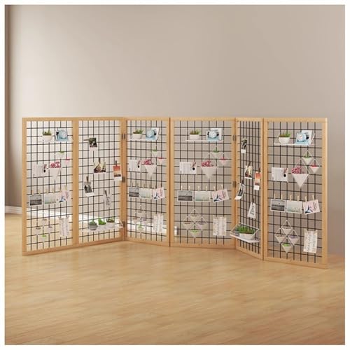 Faltbarer Gitterwandpaneelturm, bodenstehende Präsentationsständer, Gitterwandpaneele für Kunsthandwerksausstellungen, Einzelhandelsdisplay mit zusätzlichen Clips und Haken(Black-6pcs,60x120cm) von GZHERVICES