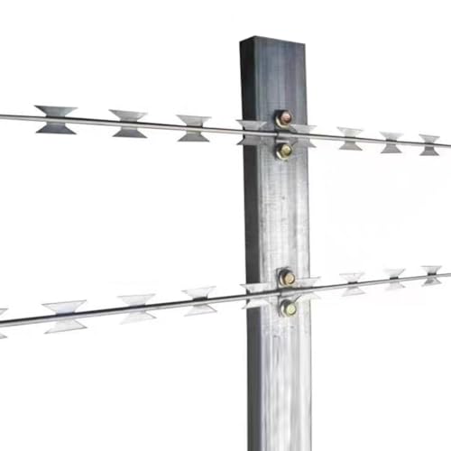 GZHERVICES 10 Stück gerader Rasierdraht, hochsicher, wetterbeständig, verzinkter Stahl, Rasierband-Stacheldraht, für den Außenzaun im Hinterhof, Bauernhof, Garten(Silver-10pcs,1m/3.28ft) von GZHERVICES