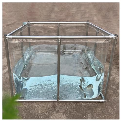 GZHERVICES Aquarium-Poolteich Mit Transparenter Sichtscheibe Und Ablassventil, PVC-Segeltuch-Fischteich Mit Rahmen, Für Teiche, Fischtanks, Koi, Goldfische, Schautanks(Clear,100x70x60cm) von GZHERVICES
