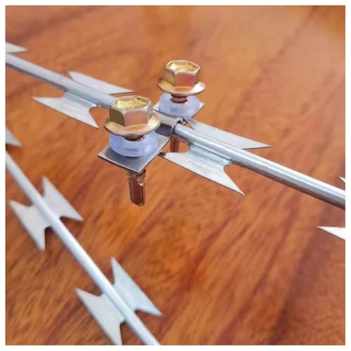 GZHERVICES Gerader Stacheldraht, silberner Stacheldrahtzaun, verzinkter Stahl, Stacheldrahtband, Warnschild für die Sicherheit von Gartenfarmen und Fabriken(Silver-20pcs,2.4m/7.87ft) von GZHERVICES