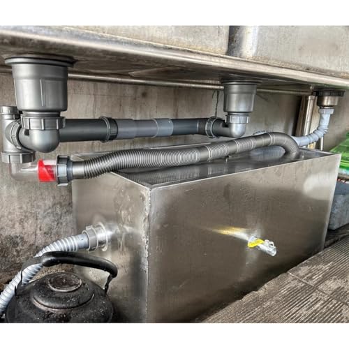 GZHERVICES Kommerzieller Fettabscheider, Fettabscheider unter der Spüle, Abwasser-Öl-Wasser-Abscheider, Edelstahl-Abscheider mit oberem Einlass(Silver-Right,80x40x30cm) von GZHERVICES