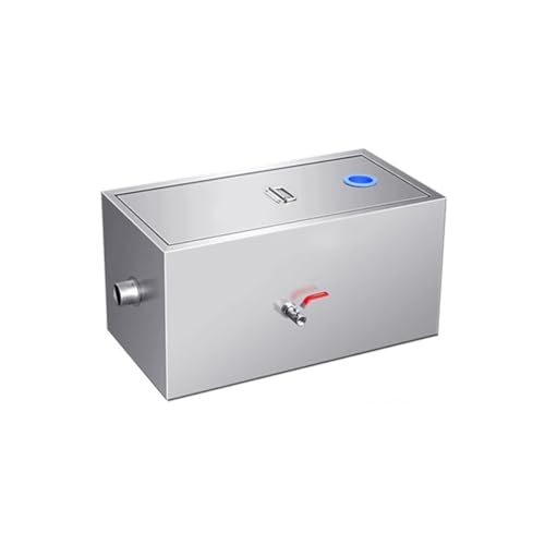 GZHERVICES Kommerzieller Fettabscheider aus Edelstahl, Wasser-Öl-Wasser-Abscheider unter der Spüle, Fettabscheider mit Wasserauslass, für Restaurants und Privatküchen(Silver-Left,40x25x25cm) von GZHERVICES