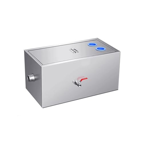 GZHERVICES Kommerzieller Fettabscheider aus Edelstahl, Wasser-Öl-Wasser-Abscheider unter der Spüle, Fettabscheider mit Wasserauslass, für Restaurants und Privatküchen(Silver-Left,50x30x30cm) von GZHERVICES