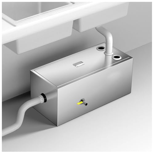 GZHERVICES Kommerzieller Fettabscheider aus Edelstahl, Wasser-Öl-Wasser-Abscheider unter der Spüle, Fettabscheider mit Wasserauslass, für Restaurants und Privatküchen(Silver-Left,80x40x30cm) von GZHERVICES