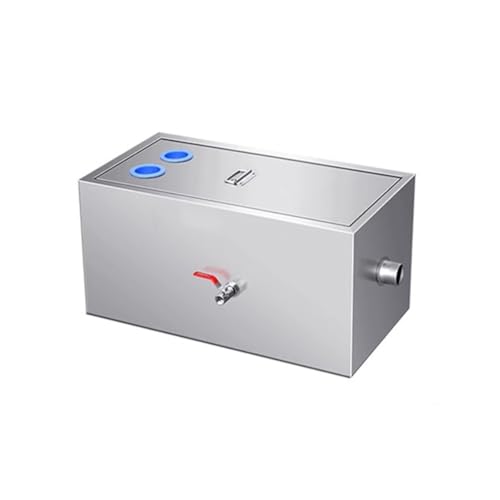 GZHERVICES Kommerzieller Fettabscheider aus Edelstahl, Wasser-Öl-Wasser-Abscheider unter der Spüle, Fettabscheider mit Wasserauslass, für Restaurants und Privatküchen(Silver-Right,50x30x30cm) von GZHERVICES