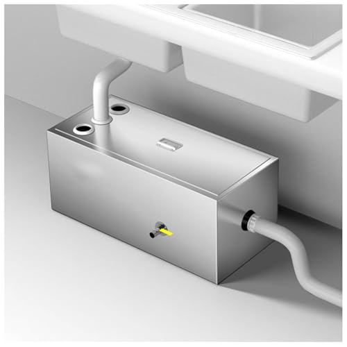 GZHERVICES Kommerzieller Fettabscheider aus Edelstahl, Wasser-Öl-Wasser-Abscheider unter der Spüle, Fettabscheider mit Wasserauslass, für Restaurants und Privatküchen(Silver-Right,60x30x30cm) von GZHERVICES