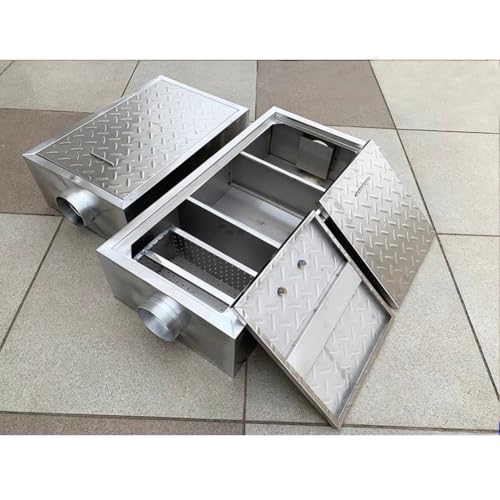 GZHERVICES Kommerzieller Fettabscheider aus Edelstahl 304, seitlicher Einlassabscheider, unterirdische/oberirdische Installation, für die Küche im Restaurant(60x40x20cm) von GZHERVICES
