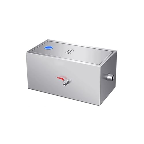 GZHERVICES Kommerzieller Fettabscheider mit oberem Einlass, Edelstahl-Abscheider, Abwasser-Öl-Wasser-Abscheider für die Küche im Restaurant(Silver-Right,40x25x25cm) von GZHERVICES