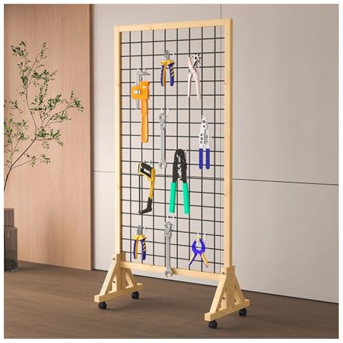 Gitterwand-Displayständer, Gitterwand-Turm für Ausstellungen mit Rollen, Fotodisplay-Regal mit Haken, bewegliche Standgitterwände und -einheiten, Verkaufsdisplay(Schwarz,40x88cm) von GZHERVICES
