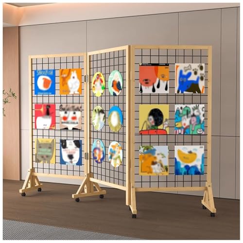 Gridwall-Panel-Präsentationsständer, bodenstehender Grid-Wandpaneel-Turm, dekorative Raumteiler aus Holz, für Kunsthandwerks-/Kunstausstellungen, Einzelhandel, Veranstaltungen(3pcs,60x88cm) von GZHERVICES
