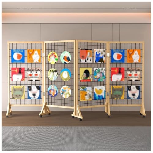 Gridwall-Panel-Präsentationsständer, bodenstehender Grid-Wandpaneel-Turm, dekorative Raumteiler aus Holz, für Kunsthandwerks-/Kunstausstellungen, Einzelhandel, Veranstaltungen(4pcs,40x108cm) von GZHERVICES