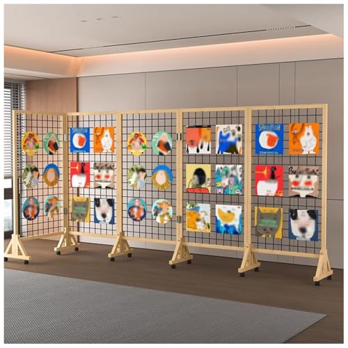Gridwall-Panel-Präsentationsständer, bodenstehender Grid-Wandpaneel-Turm, dekorative Raumteiler aus Holz, für Kunsthandwerks-/Kunstausstellungen, Einzelhandel, Veranstaltungen(5pcs,80x160cm) von GZHERVICES