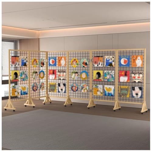Gridwall-Panel-Präsentationsständer, bodenstehender Grid-Wandpaneel-Turm, dekorative Raumteiler aus Holz, für Kunsthandwerks-/Kunstausstellungen, Einzelhandel, Veranstaltungen(6pcs,80x160cm) von GZHERVICES