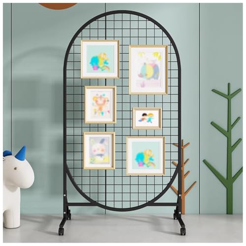 Gridwall Präsentationsständer, bewegliche Drahtgitterwand Display Racks, robustes Bodenregal, leises Rad, leicht zu transportieren, ideal für Einzelhandel und Handwerksmessen(Schwarz,150x100cm) von GZHERVICES