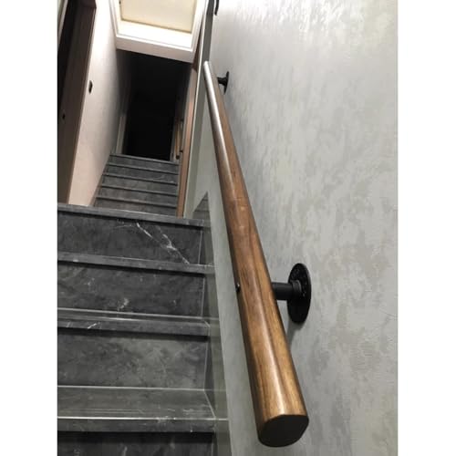 Handlauf für Innentreppen, Wandmontage-Holzhandlauf mit/stabilen Metallhalterungen, barrierefreier Treppenhaltegriff für ältere Menschen(280cm/110in) von GZHERVICES