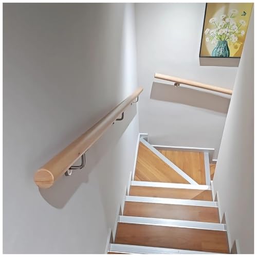 Holzhandläufe für Innentreppen, rutschfestes Sicherheitstreppengeländer für ältere Kinder im Innenbereich, Handlauf-Stützstangen-Komplettset(100cm/39.4in) von GZHERVICES