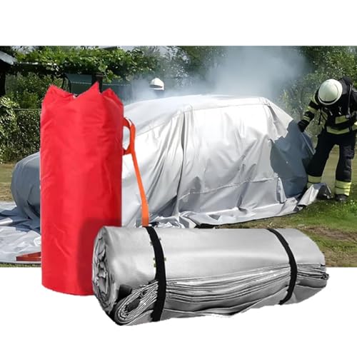 Notfall-Feuerlöschdecke fürs Auto, große Glasfaser-Feuerlöschdecke, spezielles flammhemmendes Tuch zur Brandbekämpfung, für Unfälle mit Elektro-/Kraftstofffahrzeugen(6x7m/19.7x23ft) von GZHERVICES