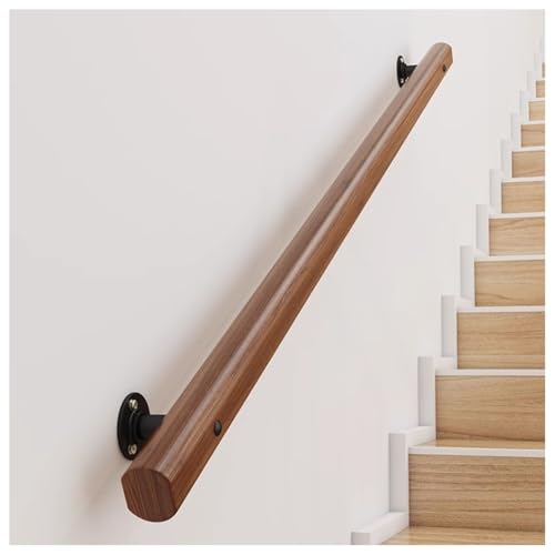 Treppenhandläufe aus Holz, Komplettset mit Metallhalterung, für ältere Kinder im Innenbereich, Robuste Sicherheit, Einfache Installation, Keine Richtung(80cm) von GZHERVICES