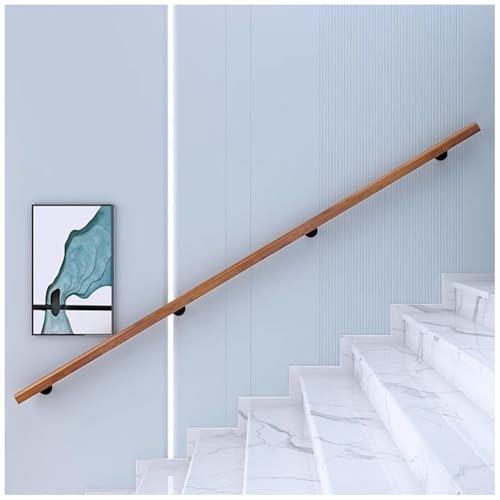 Treppenhandlauf aus Holz, Innentreppengeländer-Set mit Metallhalterung, Geländergeländer(120cm/47.3in) von GZHERVICES