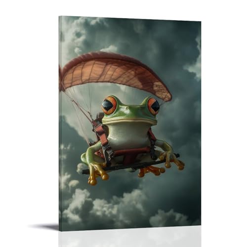 GZHJZSYY Ein Frosch trägt ein Gleiter-Geschirr und fliegt durch tropische Sturmwolken. Modernes Wandbild, dekoratives Poster zum Aufhängen, 20 x 30 cm von GZHJZSYY