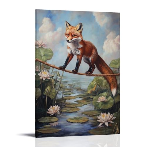 GZHJZSYY Tier-Ölgemälde - Ein Fuchs, der auf einer Zirkus-Tightrope über einem Teich mit Seerosen balanciert, modernes Wandbild, Kunst, dekoratives Poster zum Aufhängen, 20 x 30 cm GZHJZSYY Tier-Ölgemälde - Ein Fuchs, der auf einer Zirkus-Tightrope über einem Teich mit Seerosen balanciert, modernes Wandbild, Kunst, dekoratives Poster zum Aufhängen, 20 x 30 cm von GZHJZSYY