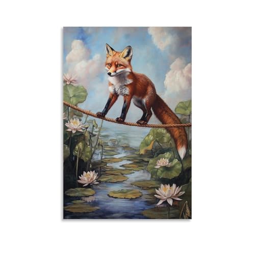 GZHJZSYY Tier-Ölgemälde - Ein Fuchs, der auf einer Zirkus-Tightrope über einem Teich mit Seerosen balanciert, modernes Wandbild, Kunst, dekoratives Poster zum Aufhängen, 60 x 90 cm GZHJZSYY Tier-Ölgemälde - Ein Fuchs, der auf einer Zirkus-Tightrope über einem Teich mit Seerosen balanciert, modernes Wandbild, Kunst, dekoratives Poster zum Aufhängen, 60 x 90 cm von GZHJZSYY