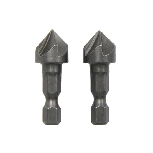GZHXF 2-teiliger 1/2-Sechskantschaft-Senkbohrer mit fünf Klingen, 12,5 mm, 5-teiliger Lochöffner-Set for die Holzbearbeitung, Spot Facer, Entgratbohrer von GZHXF