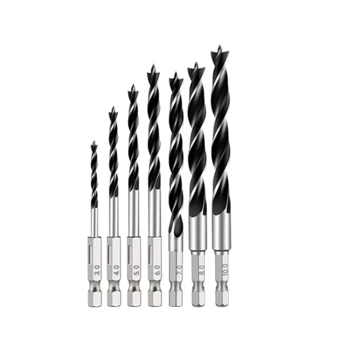 GZHXF 3//4/5/7 STÜCKE 3/4/5/6/7/8/10 Mm 1/4 Sechskantgriff Dreispitz-Holzbearbeitungsbohrer-Set Holzbearbeitungsloch-Reib-Elektrowerkzeug von GZHXF