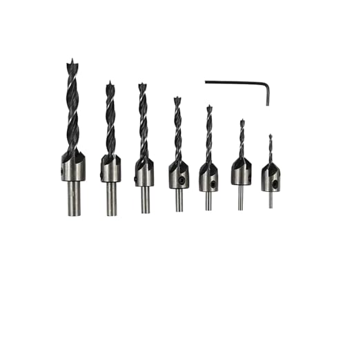 GZHXF 4/7 Stück 3 mm - 10 mm Hochgeschwindigkeitsstahl-Senkkopfbohrer-Set Reibahle Holzbearbeitung Fasenbohrer Senker Pliot Lochschneider Schraubenlochbohrer GZHXF 4/7 Stück 3 mm - 10 mm Hochgeschwindigkeitsstahl-Senkkopfbohrer-Set Reibahle Holzbearbeitung Fasenbohrer Senker Pliot Lochschneider Schraubenlochbohrer von GZHXF