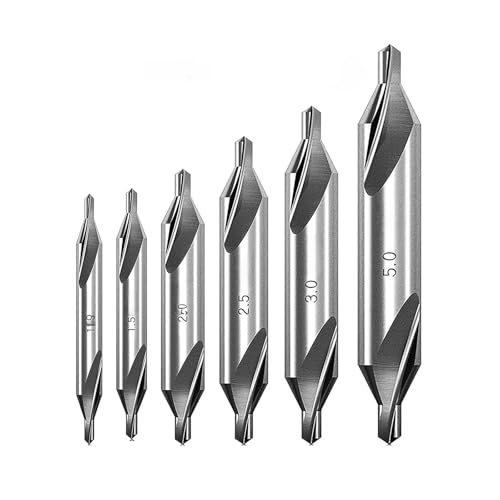 GZHXF 60-Grad-Winkel-Zentrierbohrer-Set, Senkwerkzeuge for die Metallbearbeitung von Drehmaschinen, 1/1,5/2/2,5/3/4/5 von GZHXF