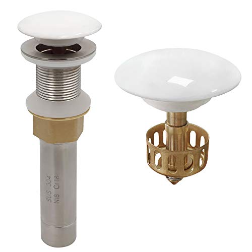 GZILA Waschbecken Abfluss ohne Überlauf, Badezimmer Keramik Pop Up Ablaufgarnitur mit abnehmbarem Messingsieb Korb Anti-Verstopfung Haarfänger gebürstetes Nickel Vanity Sieb Porzellan weiß Kappe GZILA Waschbecken Abfluss ohne Überlauf, Badezimmer Keramik Pop Up Ablaufgarnitur mit abnehmbarem Messingsieb Korb Anti-Verstopfung Haarfänger gebürstetes Nickel Vanity Sieb Porzellan weiß Kappe von GZILA