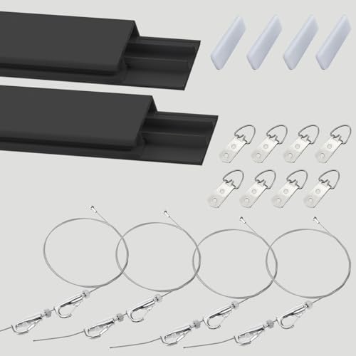 2 m lange Bilderaufhängeschiene + Bilderrahmendraht mit 2 Haken, Bilderaufhänger für Ausstellungsspiegel an der Wand, doppelt aufhängende Bilderrahmenschiene (schwarz, 20,8 cm/2,5 2 m lange Bilderaufhängeschiene + Bilderrahmendraht mit 2 Haken, Bilderaufhänger für Ausstellungsspiegel an der Wand, doppelt aufhängende Bilderrahmenschiene (schwarz, 20,8 cm/2,5 von GZKDKZB