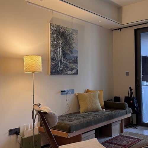 Bilderaufhängesysteme für Zuhause, Bildaufhänger für die Wanddekoration im Wohnzimmer, anpassbare Hängeschiene für Bilderrahmen, Aufhängevorrichtungen für Spiegel (2,5 m Kabel, M) von GZKDKZB