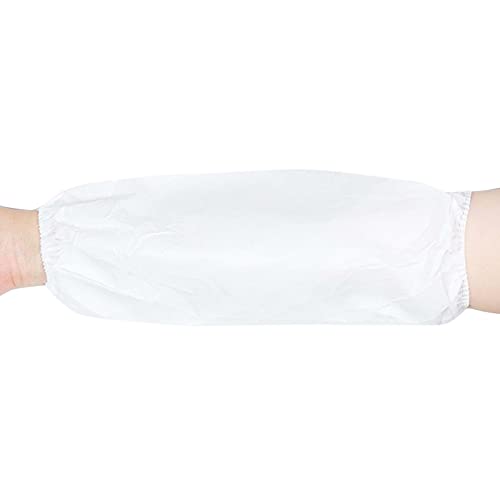 GZKDKZB 100 Stück Einweg-Überzieher, Mehrzweck-Armschutz, stark Wasserabweisende Armabdeckung – für Arbeit/Haushaltsreinigung/Schönheitspflege (Farbe: Weiß) von GZKDKZB